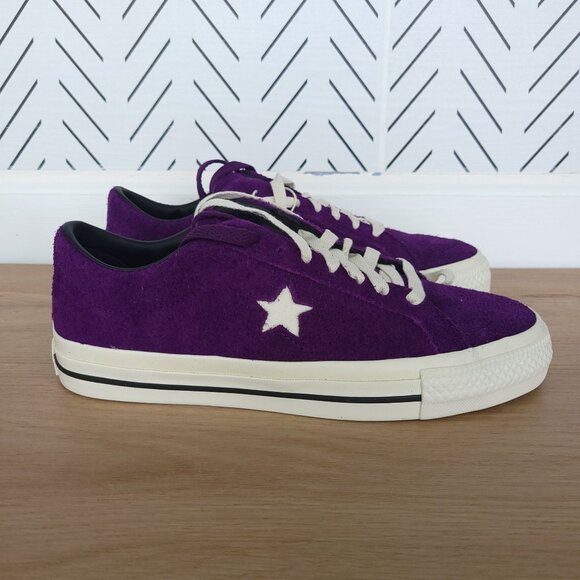 ⭐CONVERSE Women Shoes 8.5 CONS One Star Pro OX Suede Upper Purple Cream A08141C - Picture 2 of 10
